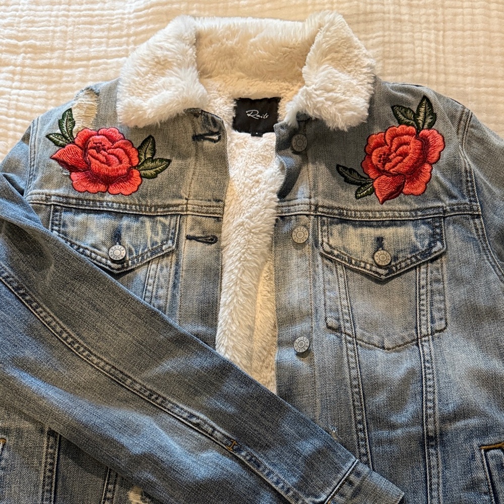 Rails Denim Jacket with Floral Embroidery - Picture 3 of 4